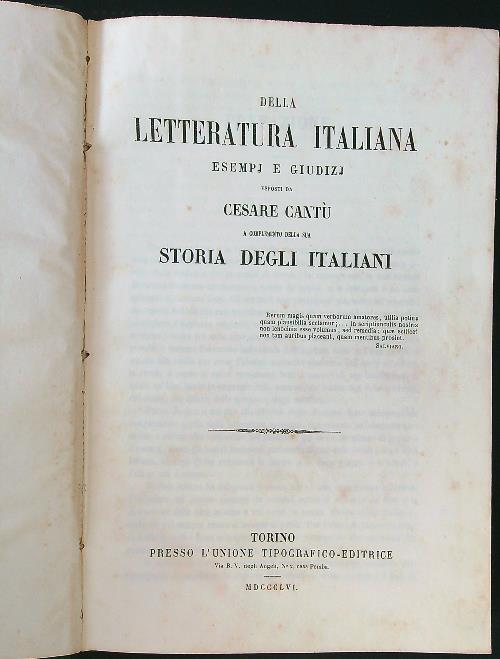 Della letteratura italiana esempi e giudizi - Cesare Cantù - copertina