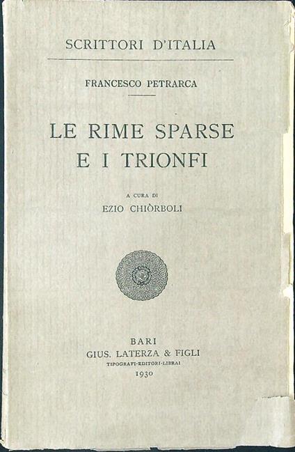 Le rime sparse e i trionfi - Petrarca - copertina