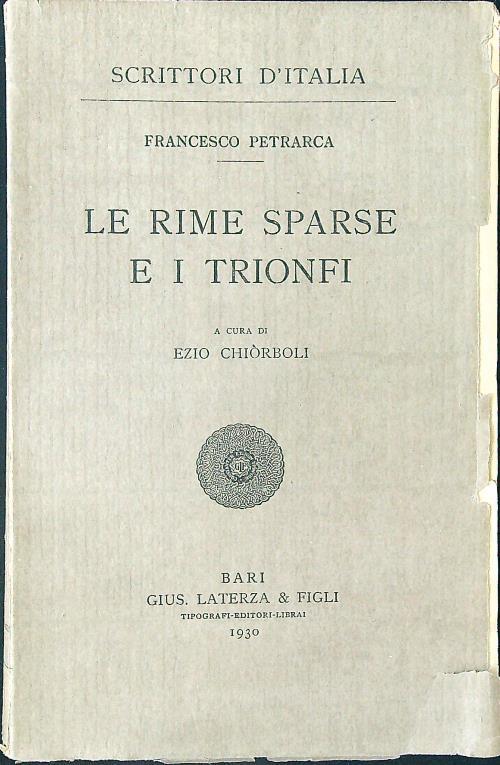 Le rime sparse e i trionfi - Petrarca - copertina