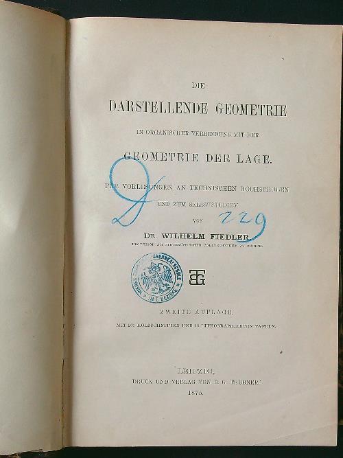 Die darstellende geometrie - W. Fiedler - copertina