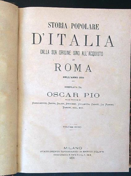 Storia Popolare d'Italia 9 voll. - Oscar Pio - copertina