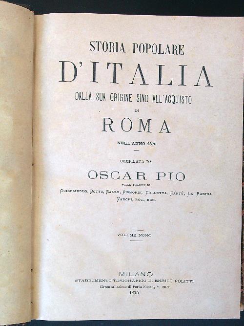 Storia Popolare d'Italia 9 voll. - Oscar Pio - copertina