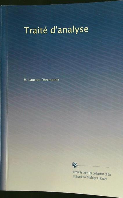 Traité d'analyse - H. Laurent - copertina
