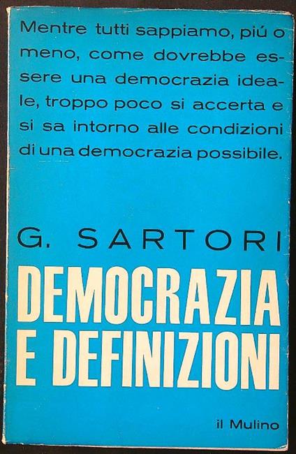 Democrazia e definizioni - G. Sartori - copertina