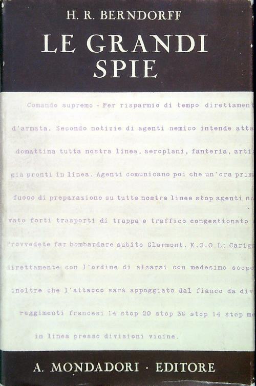 Le grandi spie - Hans Rudolf Berndorff - copertina