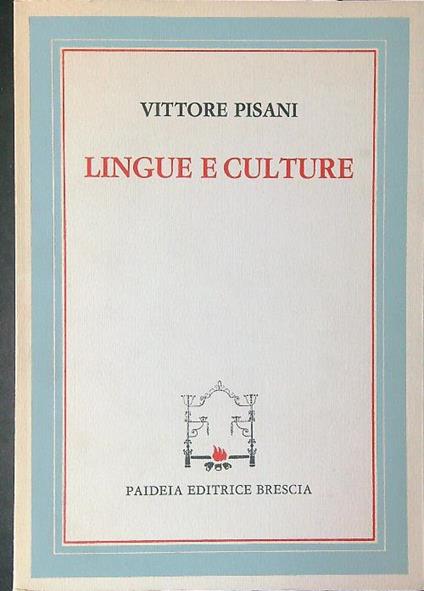 Lingue e culture - Vittore Pisani - copertina