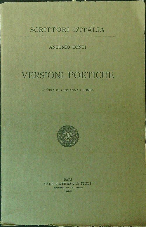 Versioni poetiche - Antonio Conti - copertina