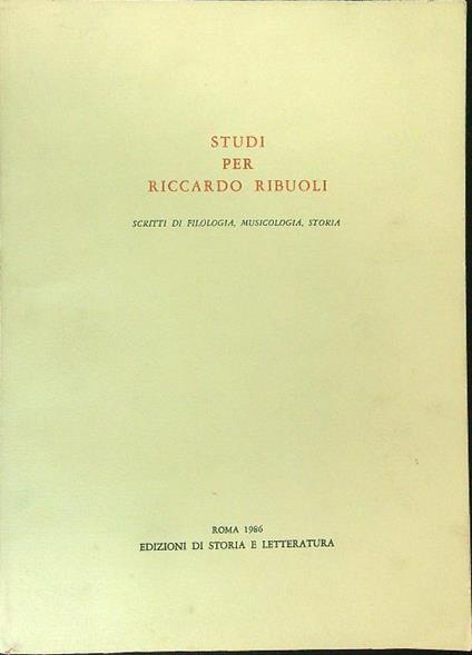 Studi per Riccardo Ribuoli - copertina