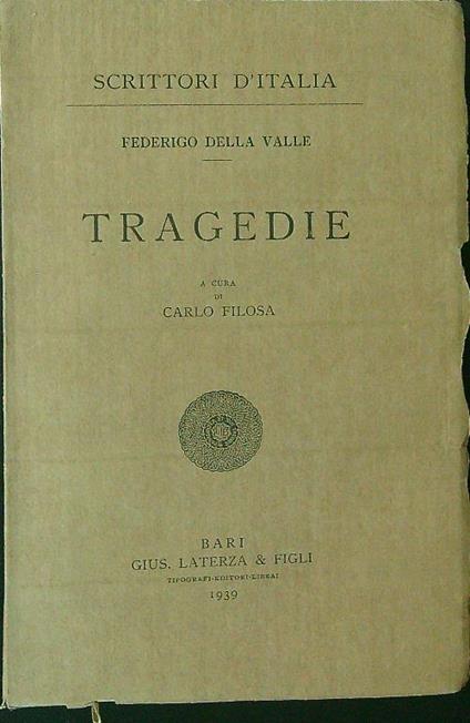 Tragedie - Federigo Della Valle - copertina