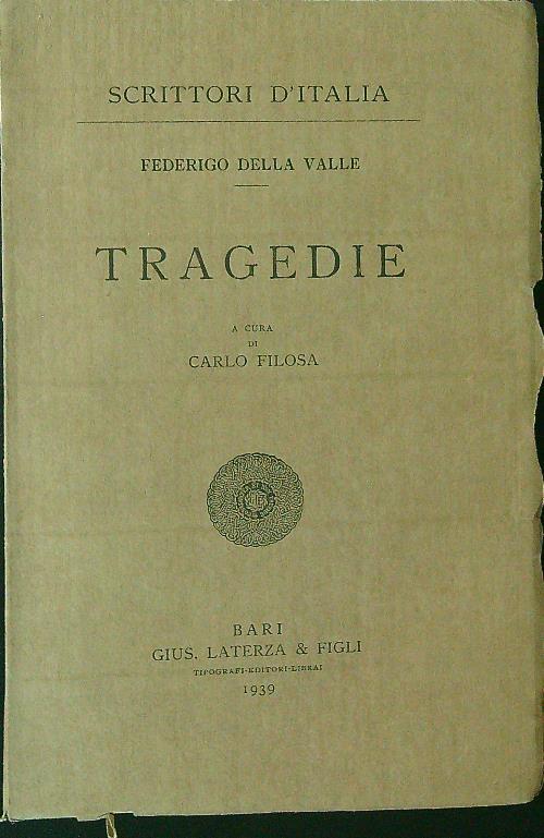 Tragedie - Federigo Della Valle - copertina