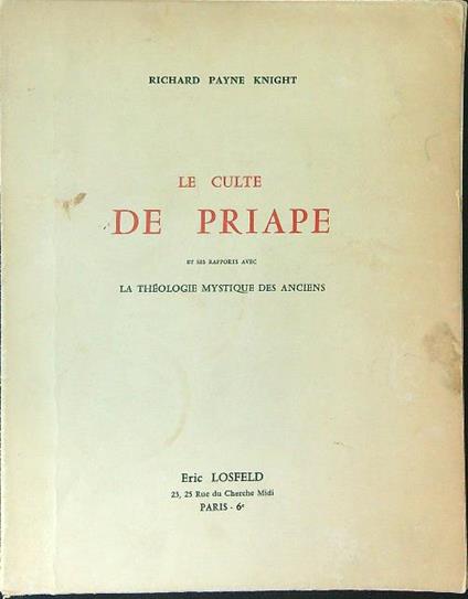 Le culte de Priape - Richard Payne Knight - copertina