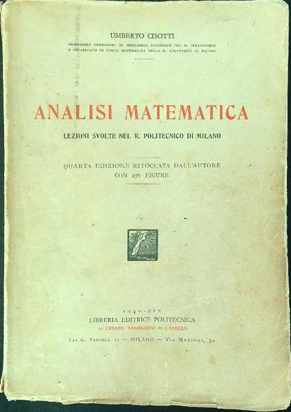 Analisi matematica - Umberto Cisotti - copertina