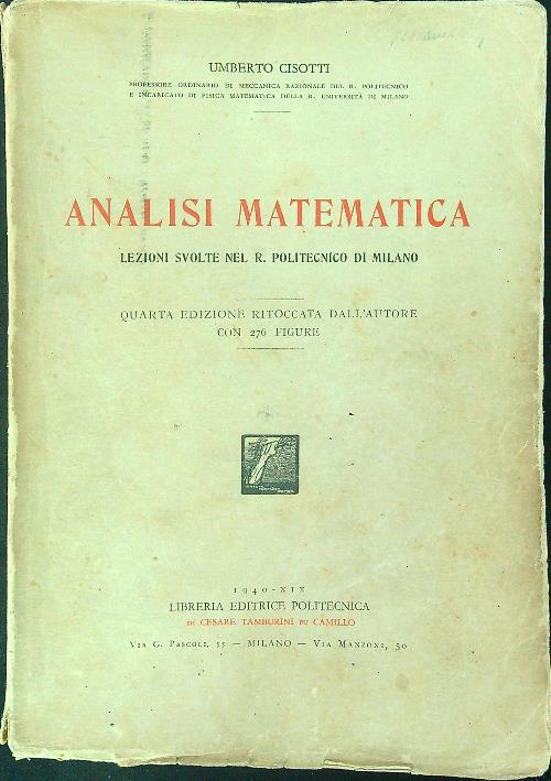 Analisi matematica - Umberto Cisotti - copertina