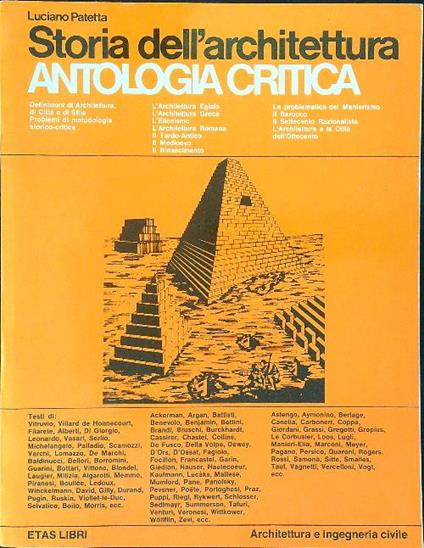Storia dell'architettura Antologia critica - Luciano Patetta - copertina