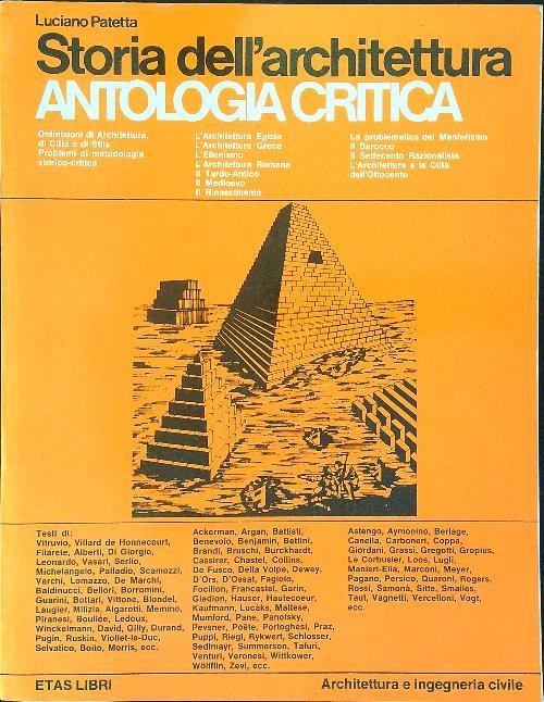 Storia dell'architettura Antologia critica - Luciano Patetta - copertina