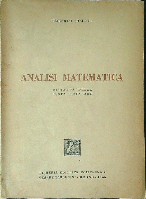 Analisi matematica - Umberto Cisotti - copertina