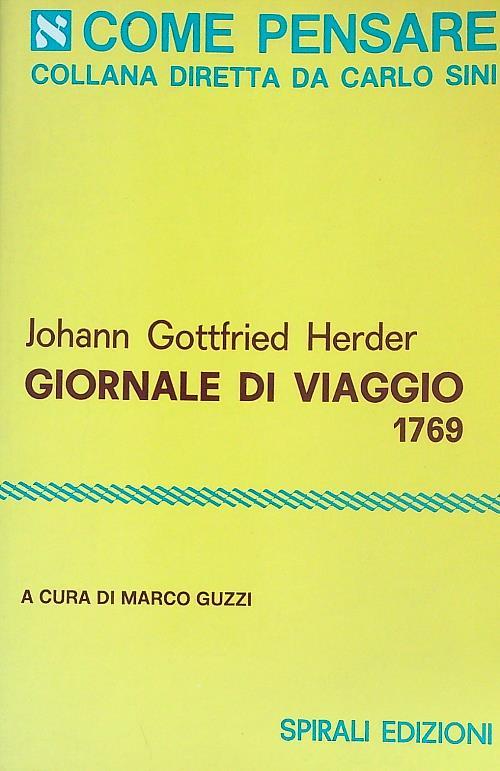 Giornale di viaggio. 1769 - Johann Gottfried Herder - copertina