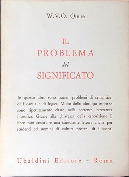 Il  problema del significato - W. V. O. Quine - copertina