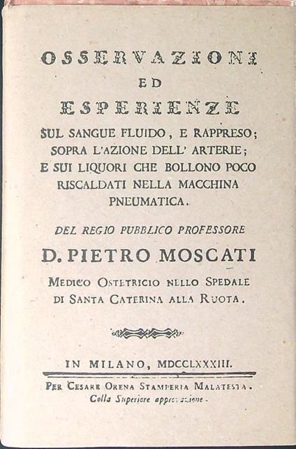 Osservazioni ed esperienze - Pietro Moscati - copertina