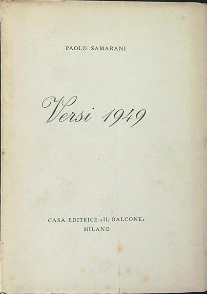 Versi 1949 - Paolo Samarani - copertina