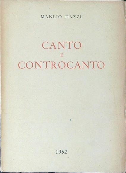 Canto e controcanto - Manlio Dazzi - copertina