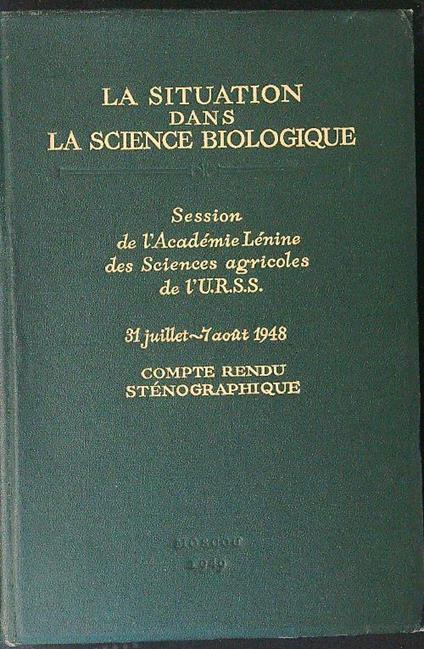 La  situation dans la science biologique - copertina