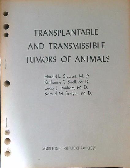 Transplantable and transmissible tumors of animals - copertina