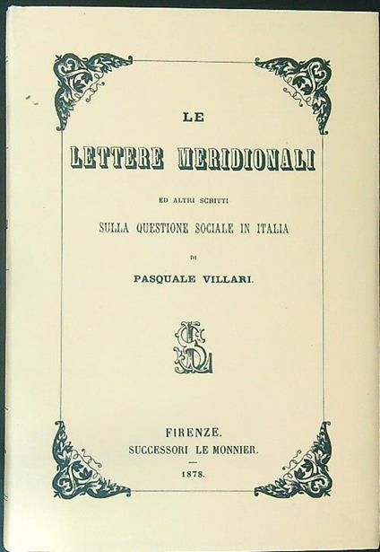 Le  lettere merdionali - Pasquale Villari - copertina