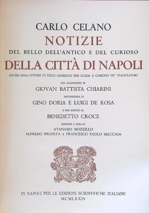 Bellezze Antichità Curiosità della città di Napoli 7 vv - Carlo Celano - copertina