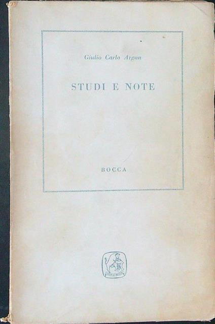 Studi e note - Giulio Carlo Argan - copertina