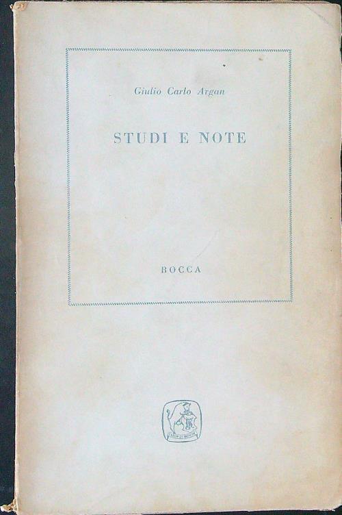 Studi e note - Giulio Carlo Argan - copertina