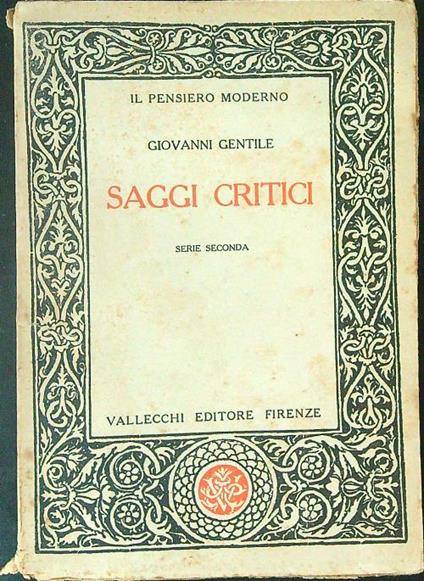 Saggi critici DA RILEGARE - Giovanni Gentile - copertina