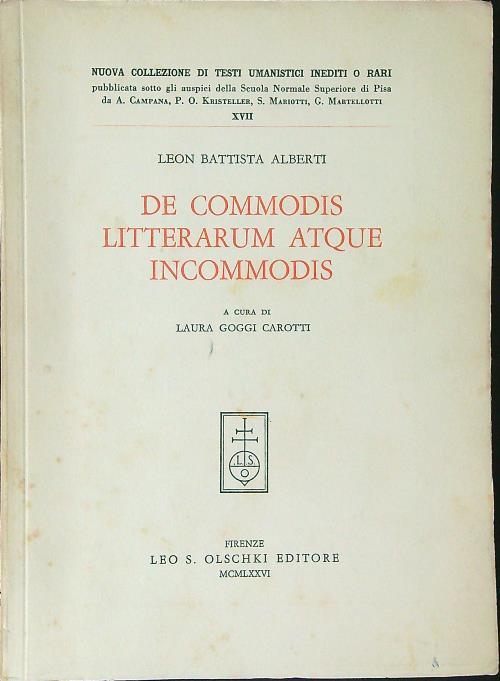 De Commodis litterarum atque incommodis - Leon Battista Alberti - copertina