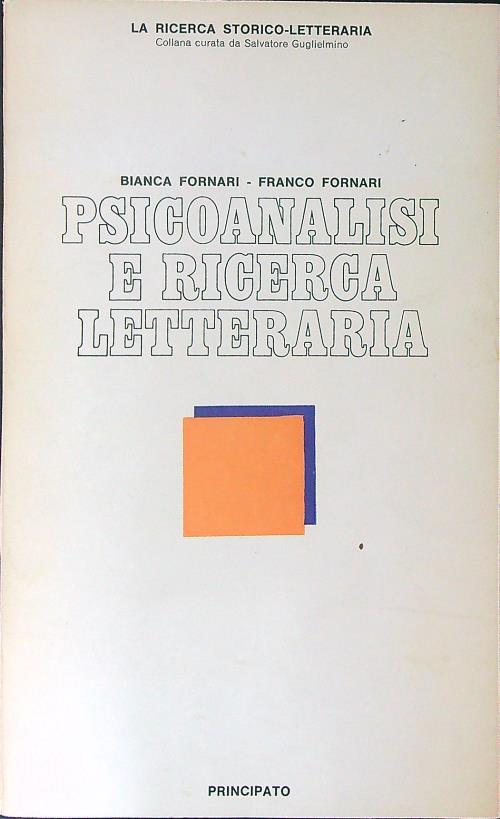 Psicoanalisi e ricerca letteraria - B. Fornari - copertina