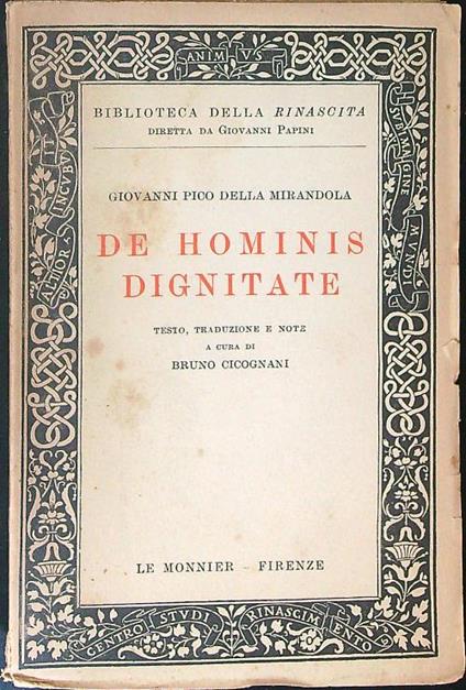 De hominis dignitate - Giovanni Pico Della Mirandola - copertina