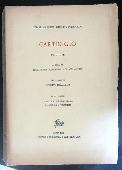 Carteggio 1919 - 1976 - Cesare Angelini - copertina