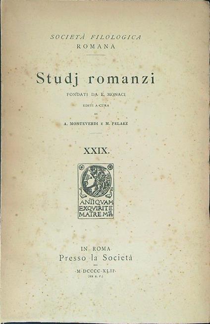 Studj romanzi - A. Monteverdi - copertina