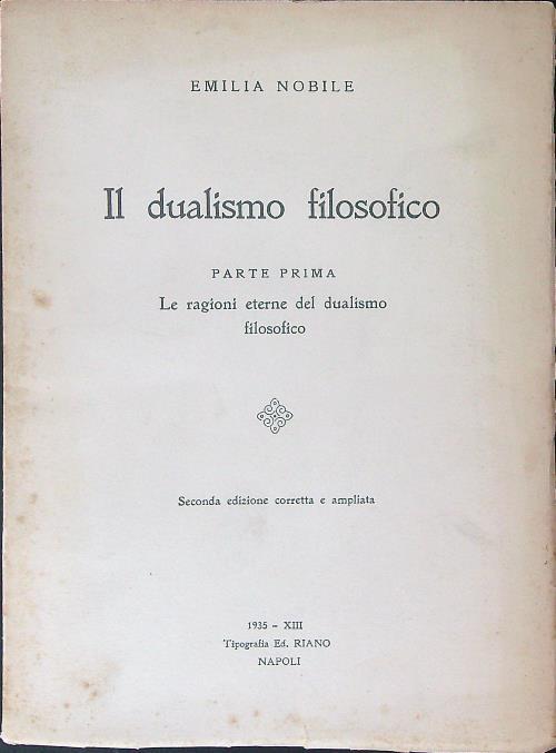 Il  dualismo filosofico Parte prima - Emilia Nobile - copertina