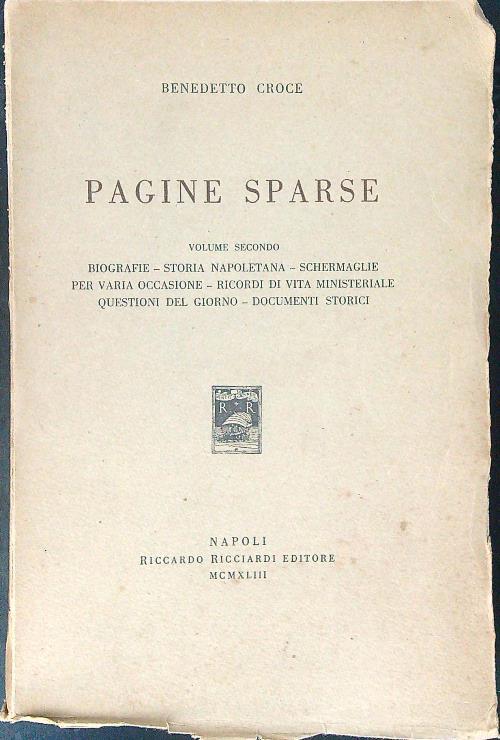 Pagine sparse Volume II - Benedetto Croce - copertina