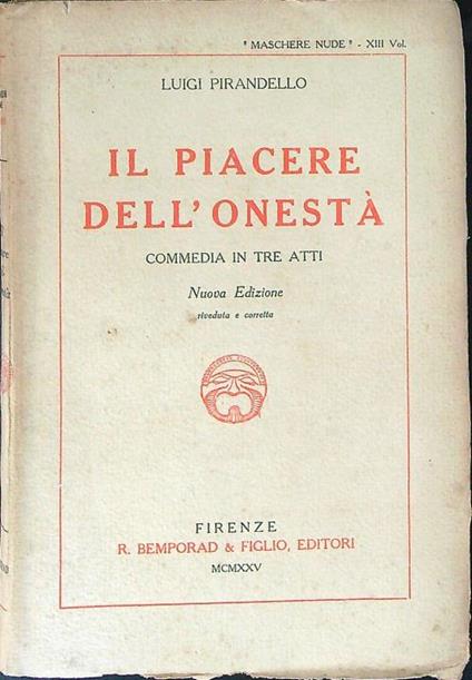 Il  piacere dell'onestà - Luigi Pirandello - copertina