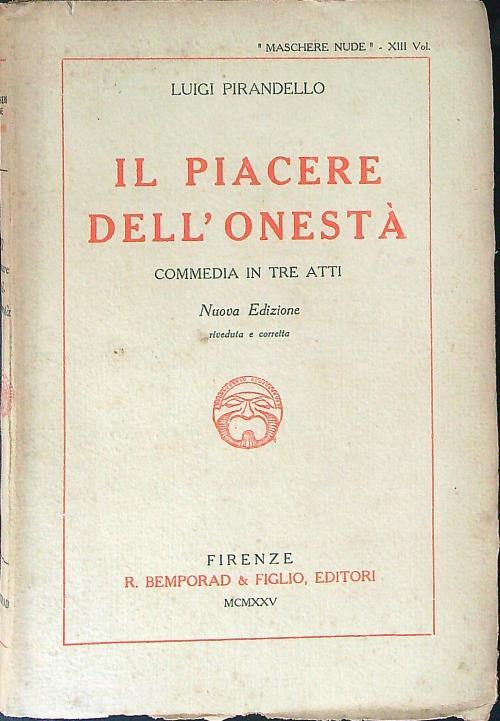 Il  piacere dell'onestà - Luigi Pirandello - copertina