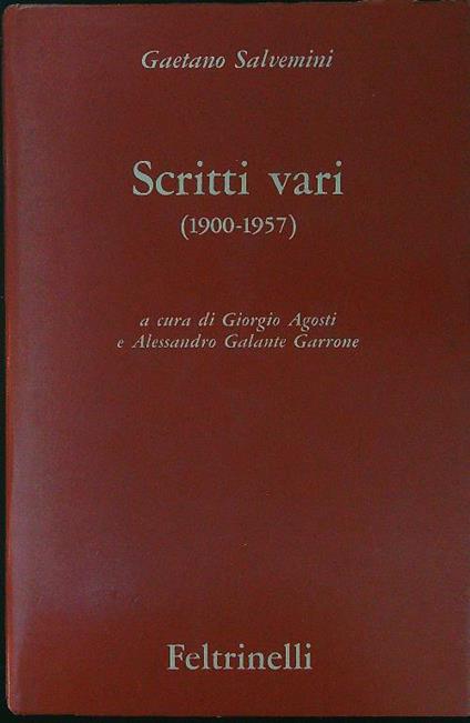 Scritti vari 1900 - 1957 - Gaetano Salvemini - copertina