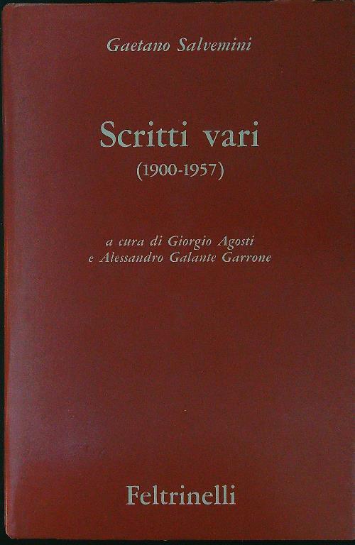Scritti vari 1900 - 1957 - Gaetano Salvemini - copertina