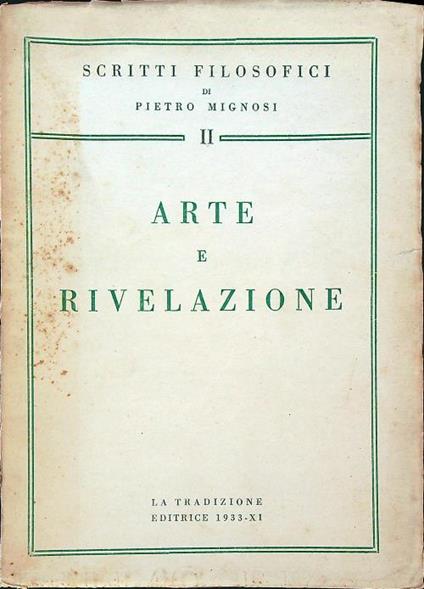 Arte e rivelazione   - Pietro Mignosi - copertina