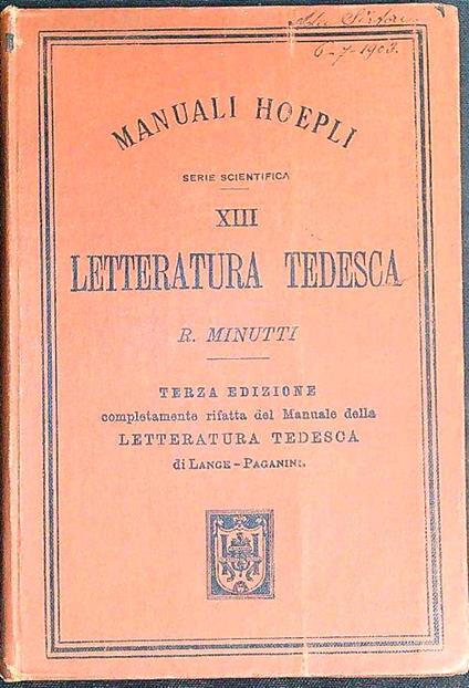 Letteratura tedesca  - Rodolfo Minutti - copertina