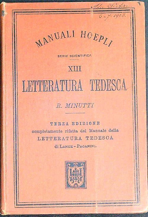 Letteratura tedesca  - Rodolfo Minutti - copertina