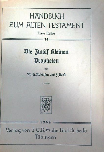 Die zwolf kleinen Propheten  - H. Robinson - copertina
