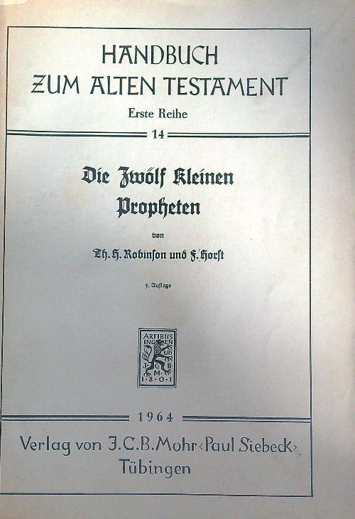 Die zwolf kleinen Propheten  - H. Robinson - copertina