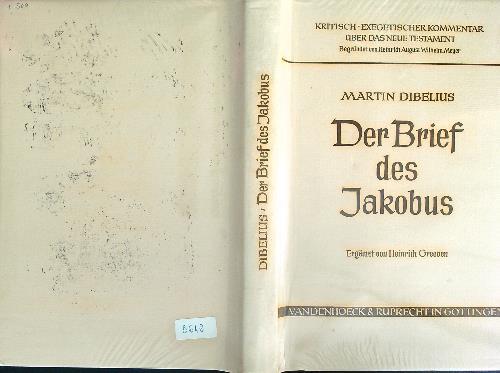 Der Brief des Jakobus  - Martin Dibelius - copertina