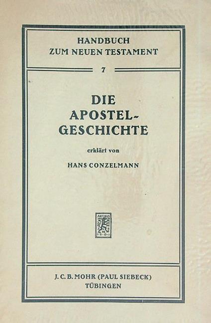 Die Apostelgeschichte  - Hans Conzelmann - copertina